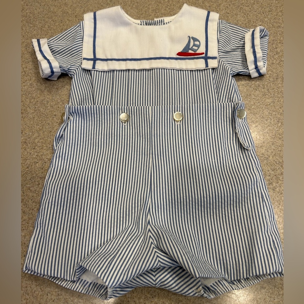 C.I. Castro & Co Nautical Boys Romper Outfit Striped